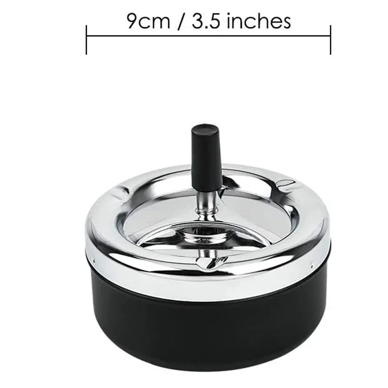 Cool Ashtray Stainless Steel Push Down Spinning Ashtray Self-Cleaning