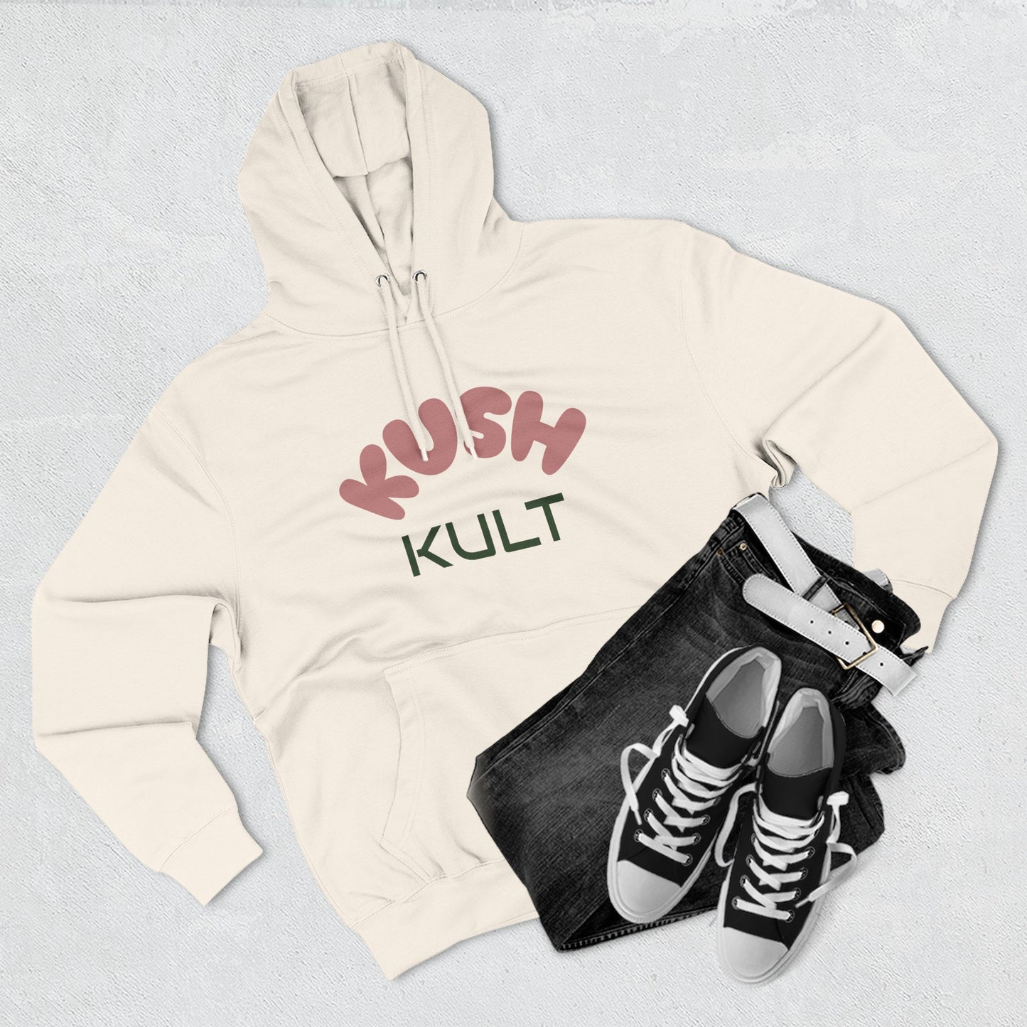 Kush Kult Three-Panel Fleece Hoodie for Plant Lovers