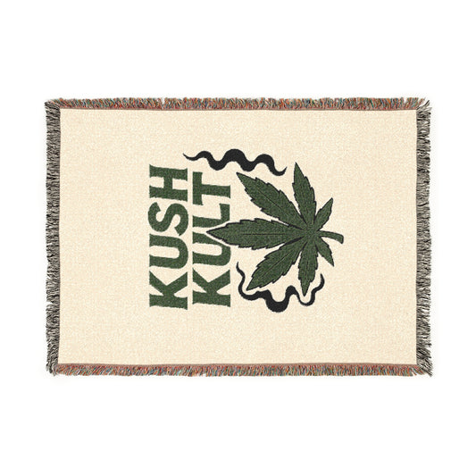 Kush Kult Woven Blanket - Cozy Cannabis-Themed Throw for Relaxation