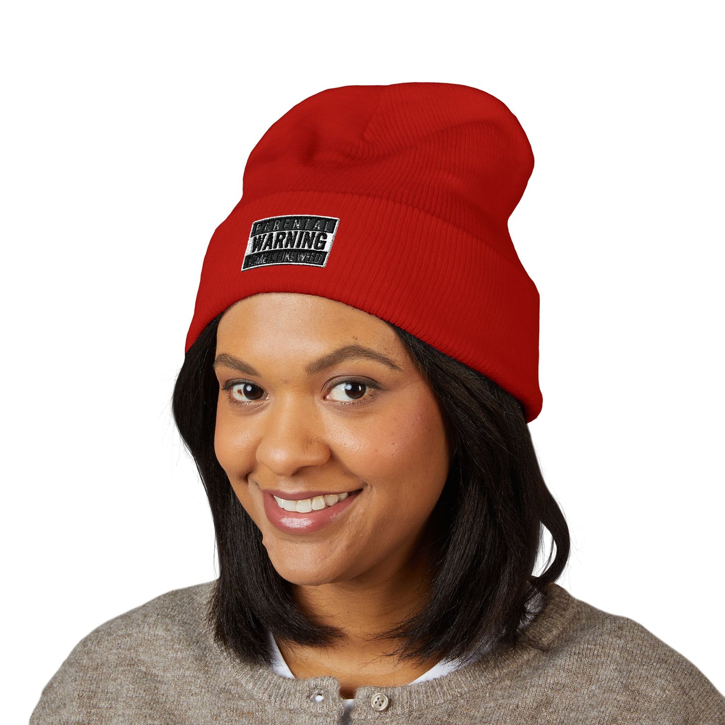 Funny Embroidered Beanie - 'Fat Man Warning'
