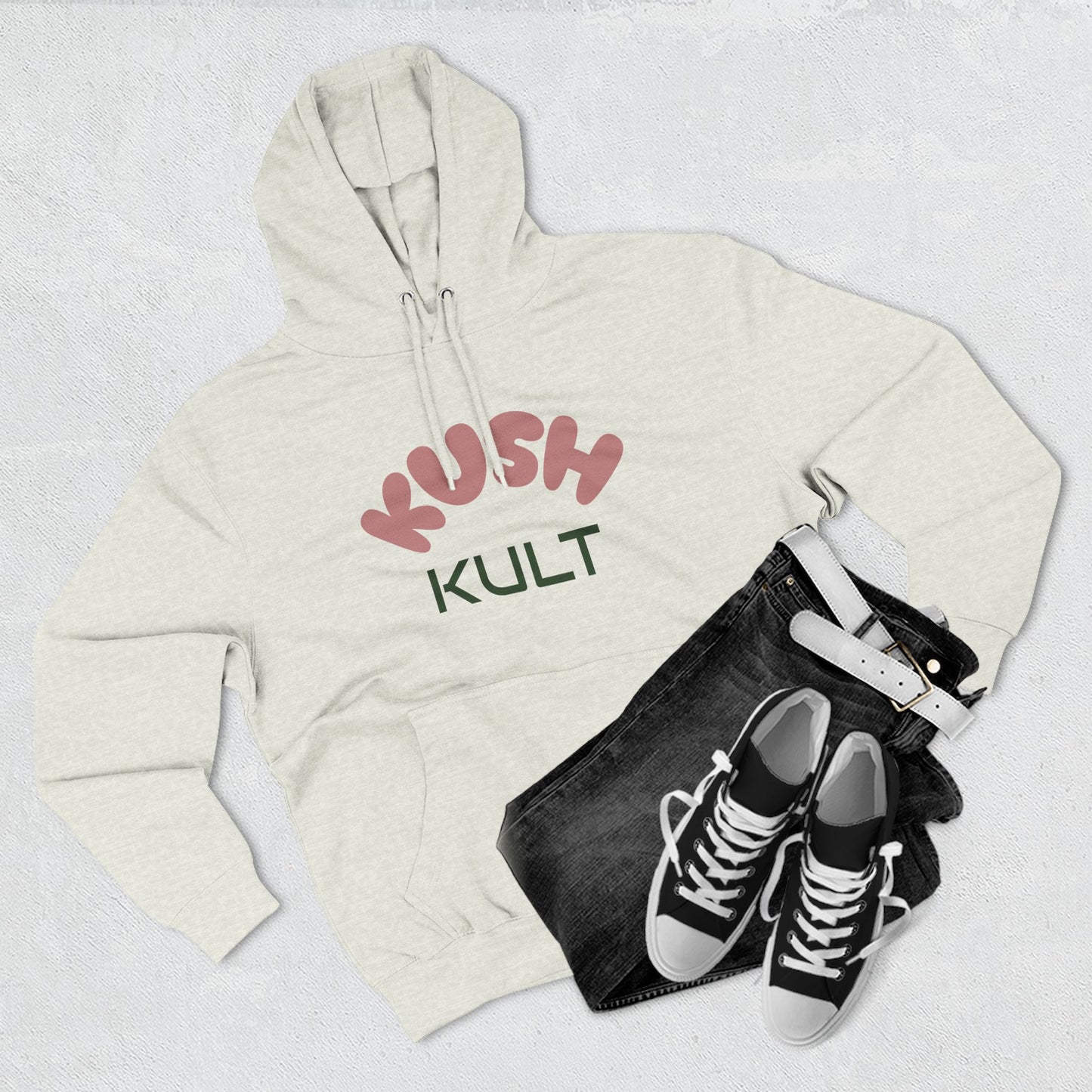 Kush Kult Three-Panel Fleece Hoodie for Plant Lovers