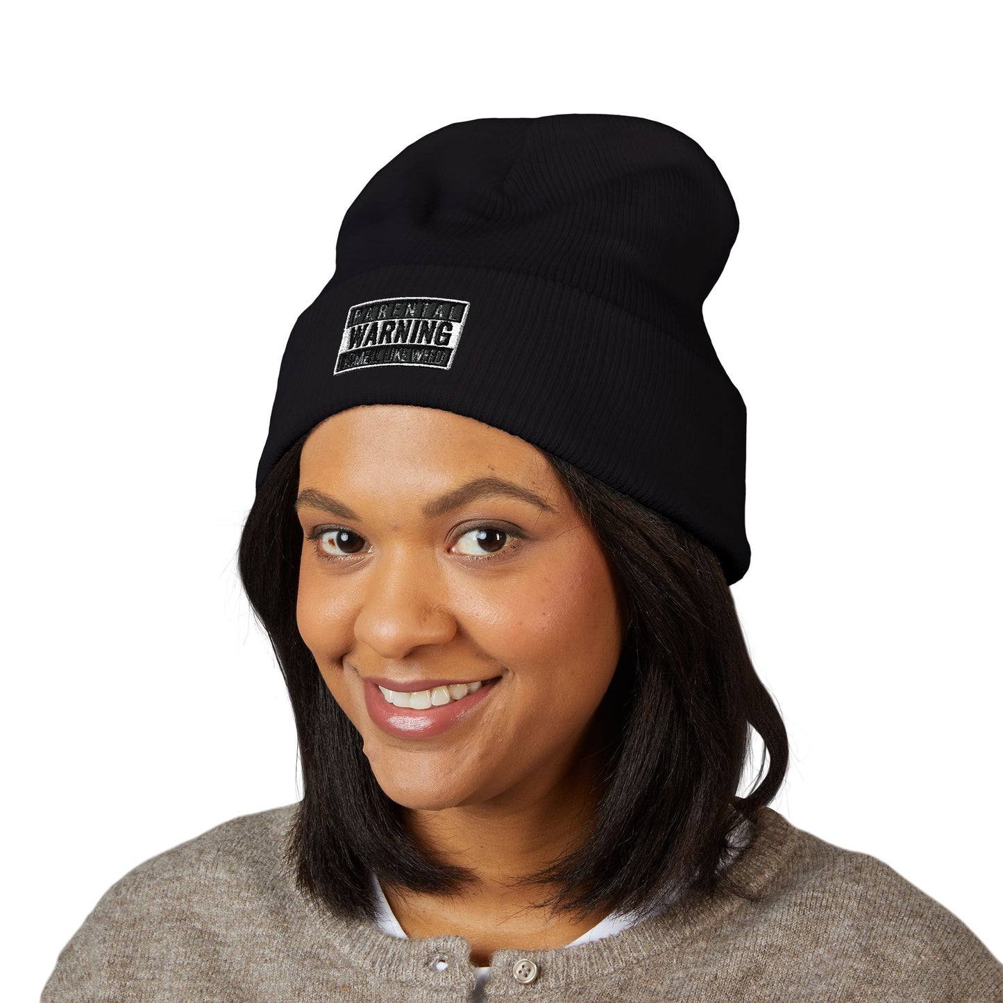 Funny Embroidered Beanie - 'Fat Man Warning'
