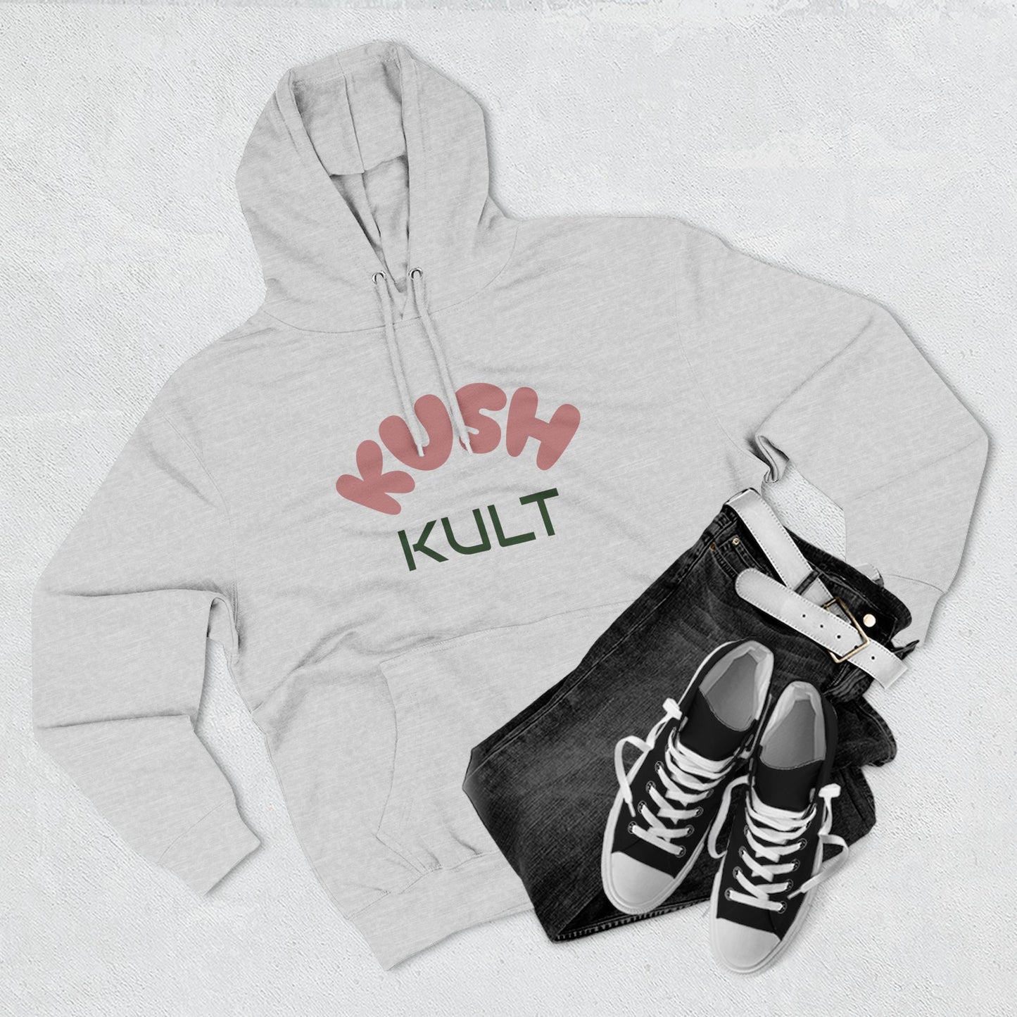 Kush Kult Three-Panel Fleece Hoodie for Plant Lovers