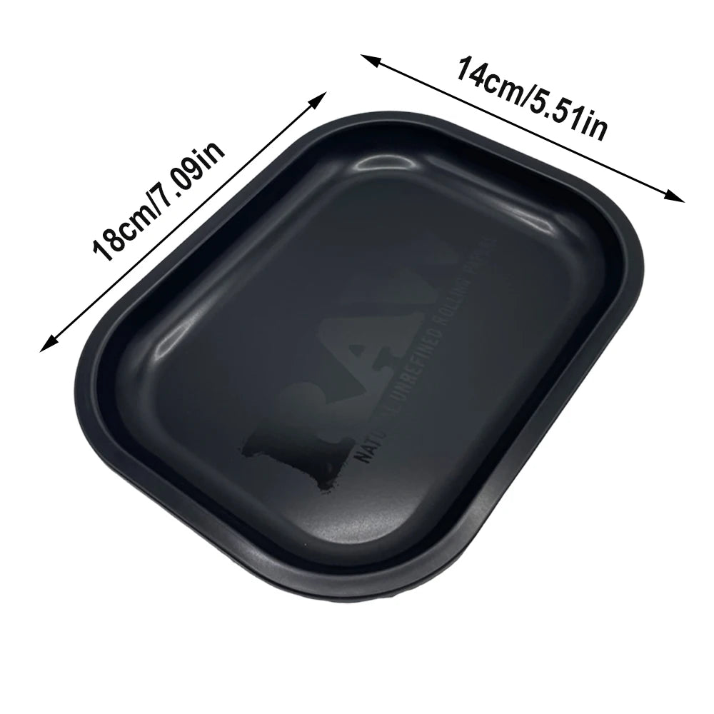 Matte Black Metal Rolling Tray 18x14cm Tin Plated Container Cigar