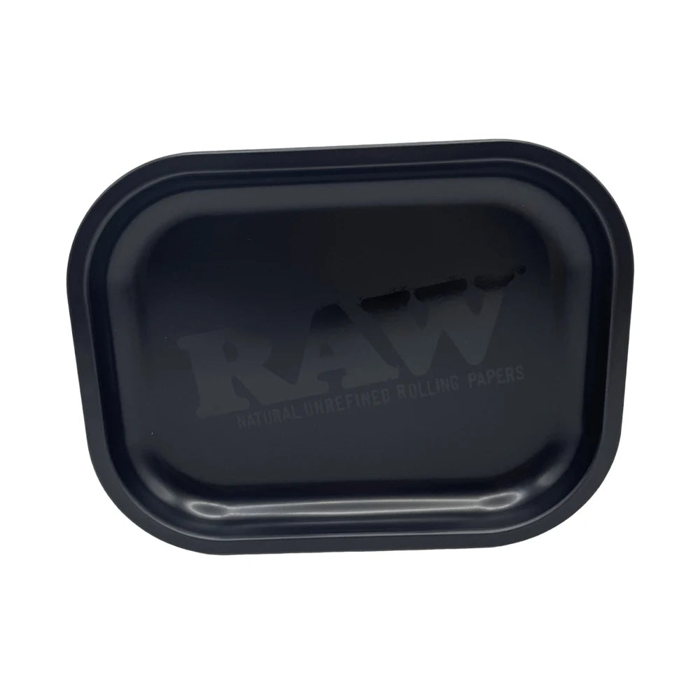 Matte Black Metal Rolling Tray 18x14cm Tin Plated Container Cigar