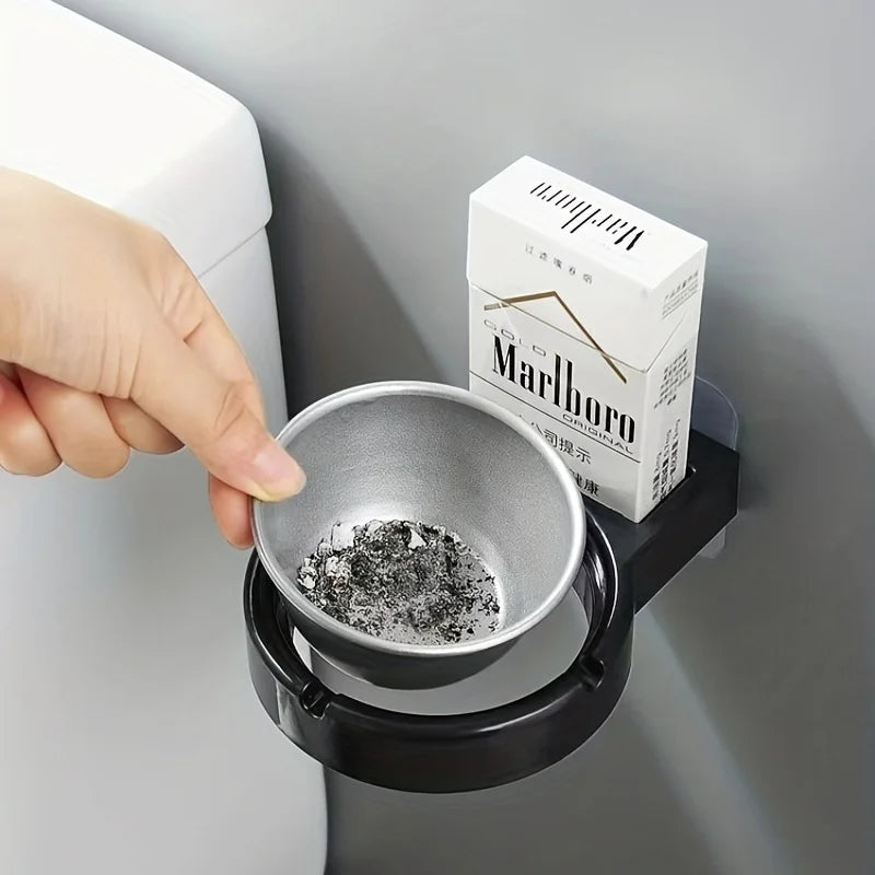 Windproof Stainless Steel Wall Mounted Ashtray - Minimalist Design for