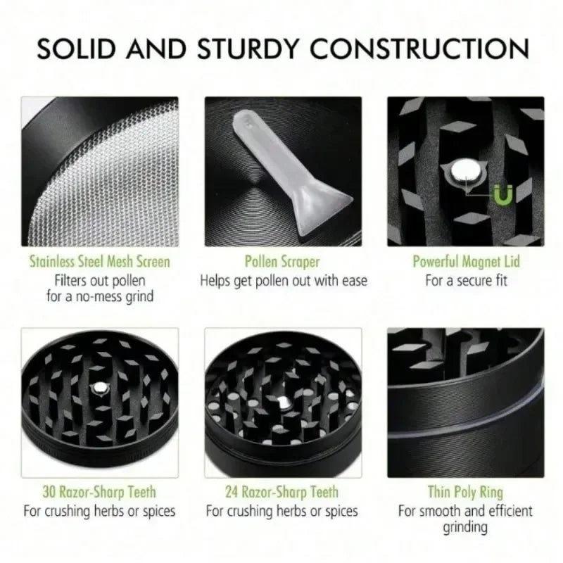 2in Zinc Alloy Herb Mill Dog Pattern Grinder Tobacco Spice Crusher