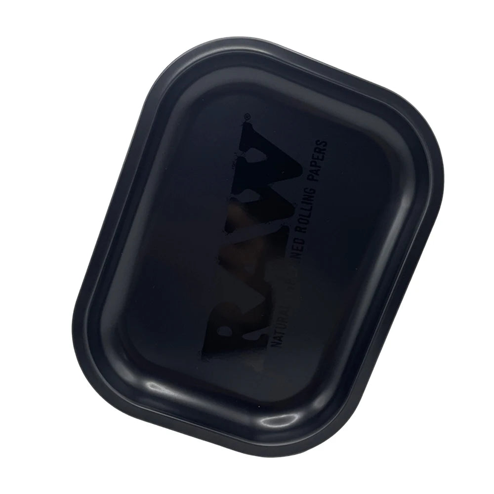 Matte Black Metal Rolling Tray 18x14cm Tin Plated Container Cigar