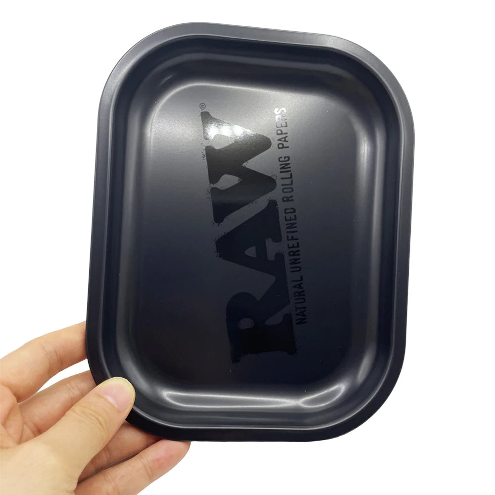 Matte Black Metal Rolling Tray 18x14cm Tin Plated Container Cigar