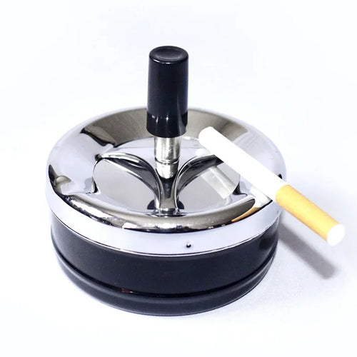 Cool Ashtray Stainless Steel Push Down Spinning Ashtray Self-Cleaning