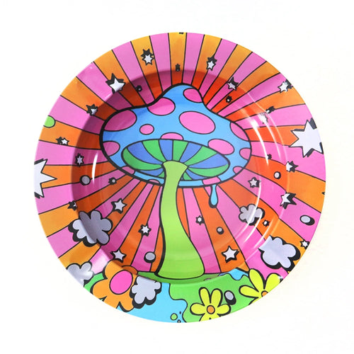 Cartoon Metal Rolling Tray - round Tobacco Herb Ashtray Creative