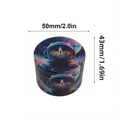 50mm Metal Astronaut Herb Grinder 4-Layer Spice Mill Mortar Raw Grass